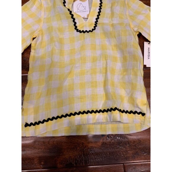 Marysia Bumby Yellow & White Plaid Hooded Cover-Up Top, Size 4, NWT! - Picture 4 of 10